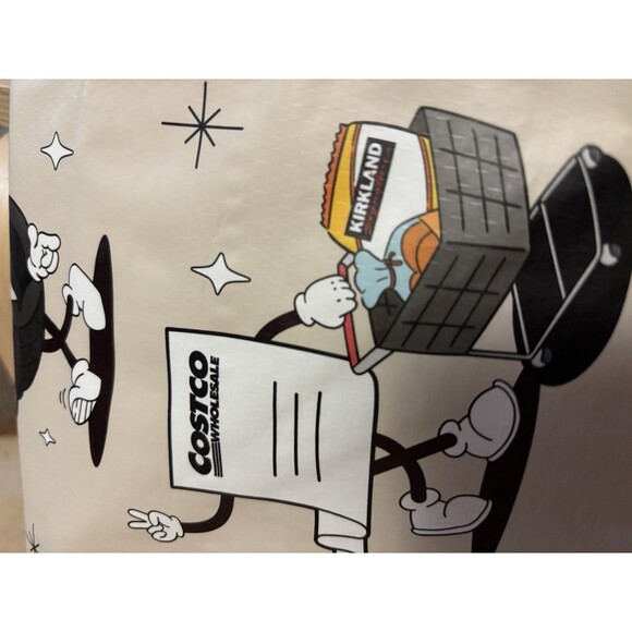 Costco Cartoon Highlights Reusable Shopping Tote Bag Kirkland Heavy Duty 4-Pack - Picture 3 of 7
